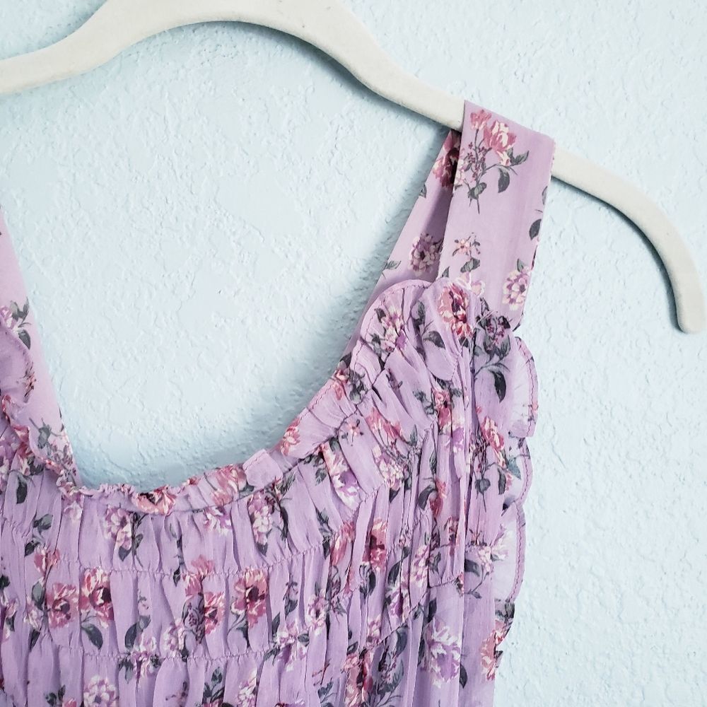 Zara Lilac Floral Smoked Criss Cross Back Mini Dress - Picture 5 of 12